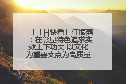 「甘快看」任振鹤：在彰显特色追求实效上下功夫 以文化为重要支点为高质量发展增添动能