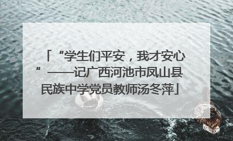 “学生们平安，我才安心”——记广西河池市凤山县民族中学党员教师汤冬萍