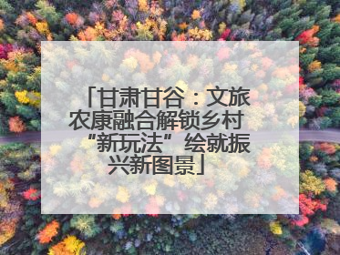 甘肃甘谷：文旅农康融合解锁乡村“新玩法”绘就振兴新图景