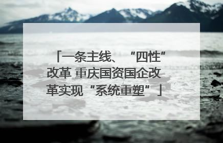 一条主线、“四性”改革 重庆国资国企改革实现“系统重塑”