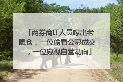 两券商IT人员曝出老鼠仓，一位偷看公募成交，一位窥视自营动向
