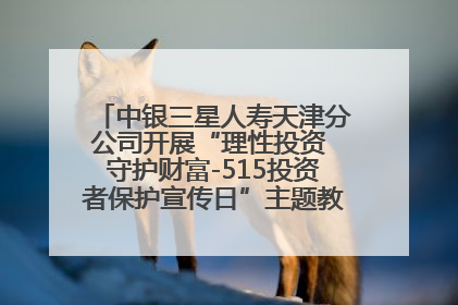 中银三星人寿天津分公司开展“理性投资 守护财富-515投资者保护宣传日”主题教育宣传活动