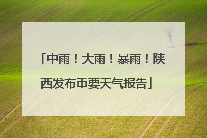 中雨！大雨！暴雨！陕西发布重要天气报告