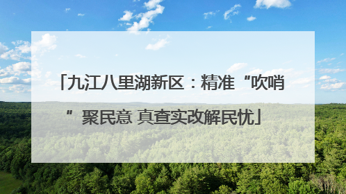九江八里湖新区：精准“吹哨”聚民意 真查实改解民忧