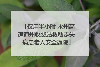 仅用半小时 永州高速道州收费站救助走失病患老人安全返院