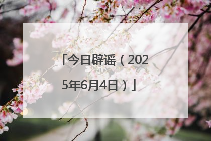 今日辟谣（2025年6月4日）