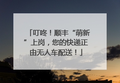 叮咚！顺丰“萌新”上岗，您的快递正由无人车配送！