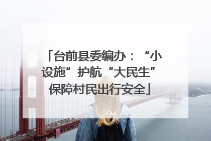 台前县委编办：“小设施”护航“大民生” 保障村民出行安全