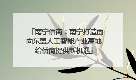 南宁侨商：南宁打造面向东盟人工智能产业高地给侨商提供新机遇