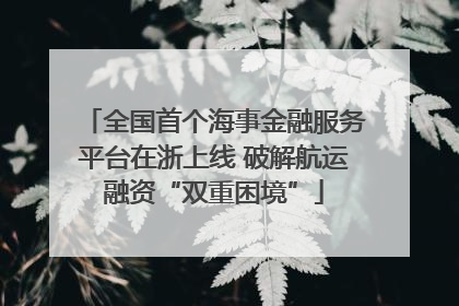 全国首个海事金融服务平台在浙上线 破解航运融资“双重困境”