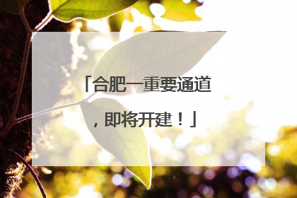 合肥一重要通道，即将开建！