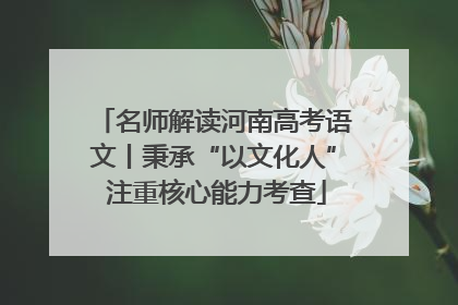 名师解读河南高考语文丨秉承“以文化人” 注重核心能力考查