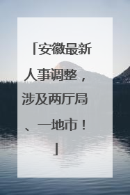 安徽最新人事调整，涉及两厅局、一地市！