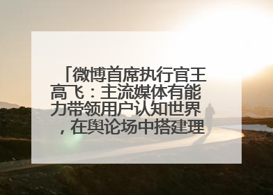 微博首席执行官王高飞：主流媒体有能力带领用户认知世界，在舆论场中搭建理性的讨论空间