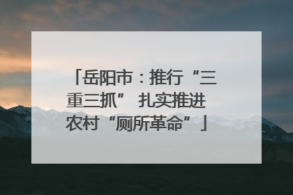 岳阳市：推行“三重三抓” 扎实推进农村“厕所革命”