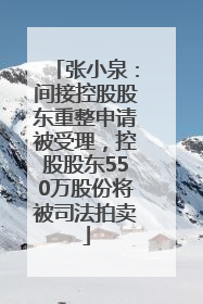 张小泉：间接控股股东重整申请被受理，控股股东550万股份将被司法拍卖