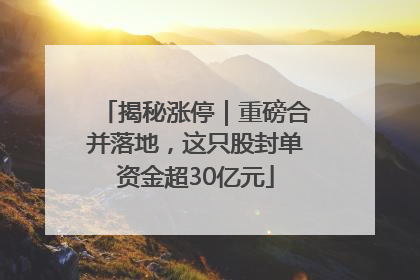 揭秘涨停｜重磅合并落地，这只股封单资金超30亿元