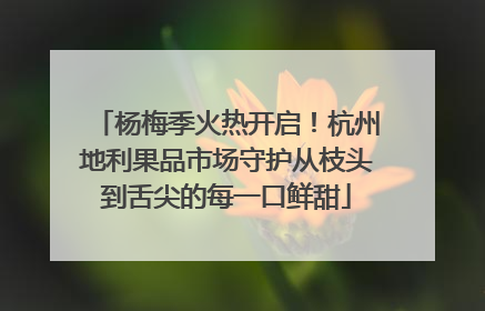杨梅季火热开启！杭州地利果品市场守护从枝头到舌尖的每一口鲜甜