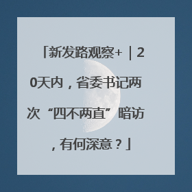 新发路观察+｜20天内，省委书记两次“四不两直”暗访，有何深意？