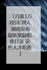月薪1万2招不到人 湖南发布最新紧缺职业目录 这些人才吃香