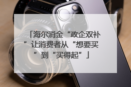 海尔消金“政企双补”让消费者从“想要买”到“买得起”
