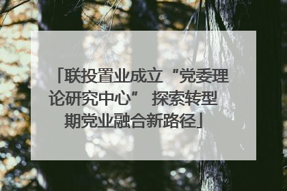联投置业成立“党委理论研究中心” 探索转型期党业融合新路径