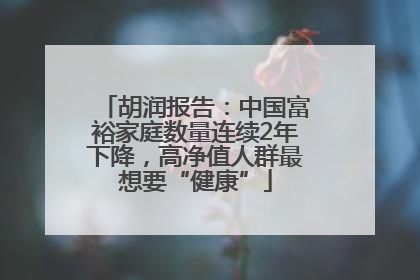 胡润报告：中国富裕家庭数量连续2年下降，高净值人群最想要“健康”