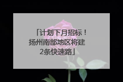 计划下月招标！扬州南部地区将建2条快速路