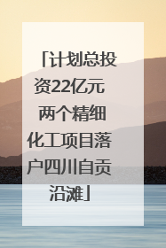 计划总投资22亿元 两个精细化工项目落户四川自贡沿滩