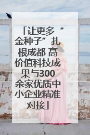让更多“金种子”扎根成都 高价值科技成果与300余家优质中小企业精准对接