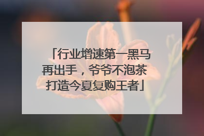 行业增速第一黑马再出手，爷爷不泡茶打造今夏复购王者