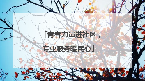 青春力量进社区，专业服务暖民心