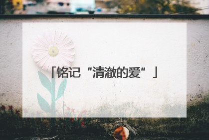 铭记“清澈的爱”
