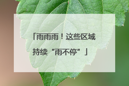 雨雨雨！这些区域持续“雨不停”