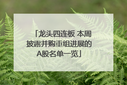 龙头四连板 本周披露并购重组进展的A股名单一览