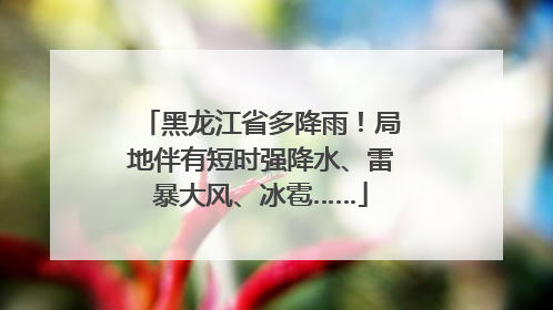 黑龙江省多降雨！局地伴有短时强降水、雷暴大风、冰雹……