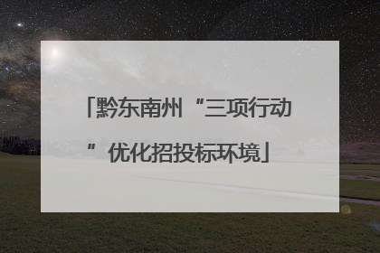 黔东南州“三项行动”优化招投标环境