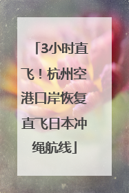 3小时直飞！杭州空港口岸恢复直飞日本冲绳航线