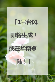 1号台风即将生成！或在华南登陆！